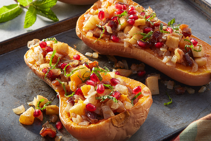 Apple and Date Stuffed Butternut Squash